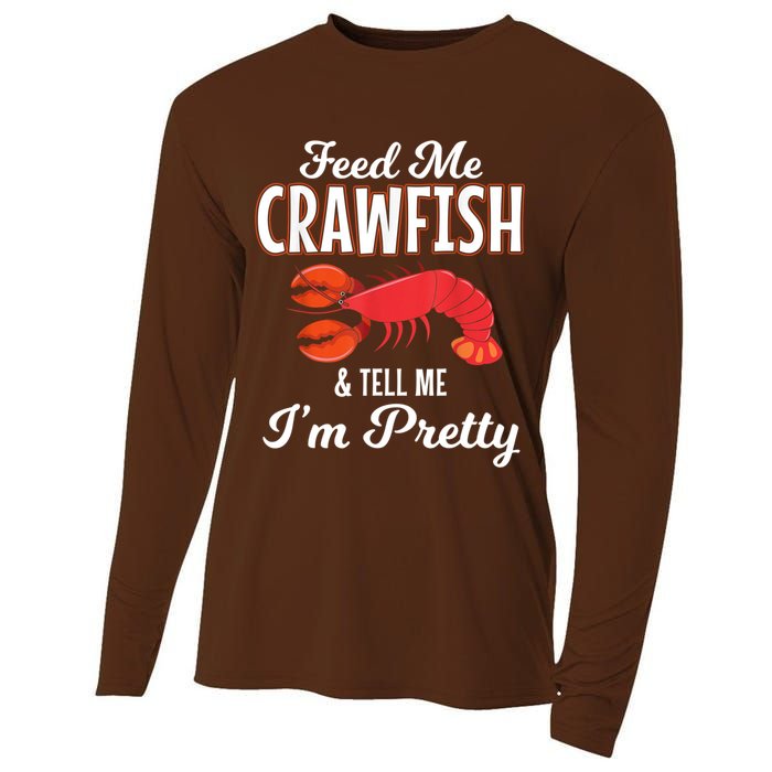Feed Me Crawfish And Tell Me Im Pretty Funny Mardi Gras Cooling Performance Long Sleeve Crew