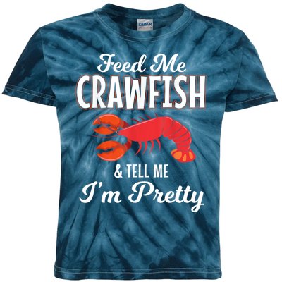 Feed Me Crawfish And Tell Me Im Pretty Funny Mardi Gras Kids Tie-Dye T-Shirt