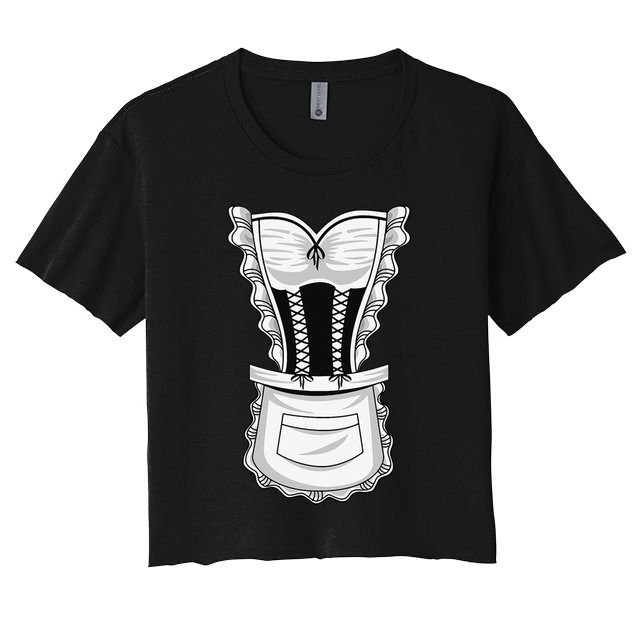 French Maid Costume Cool Halloween Housemaid Gift Crop Top