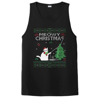 Funny Meowy Christmas Cats Xmas Cute Cat Lover Ugly Sweater PosiCharge Competitor Tank