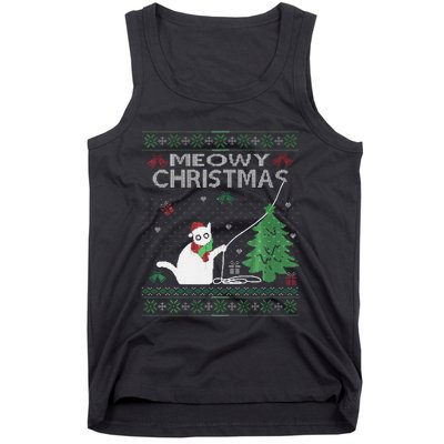 Funny Meowy Christmas Cats Xmas Cute Cat Lover Ugly Sweater Tank Top