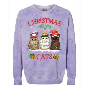 Feline Meowy Catmas Lover Christmas With My Cats Meaningful Gift Colorblast Crewneck Sweatshirt