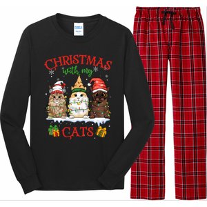 Feline Meowy Catmas Lover Christmas With My Cats Meaningful Gift Long Sleeve Pajama Set