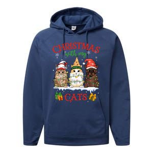 Feline Meowy Catmas Lover Christmas With My Cats Meaningful Gift Performance Fleece Hoodie