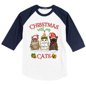 Feline Meowy Catmas Lover Christmas With My Cats Meaningful Gift Baseball Sleeve Shirt