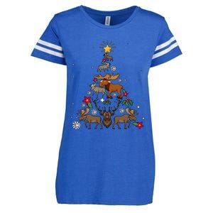 Funny Moose Christmas Tree Happy Holiday Season Enza Ladies Jersey Football T-Shirt