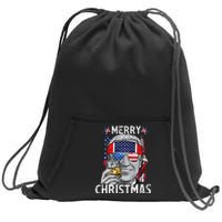 Funny Merry Christmas Joe Biden 4th Of July US American Flag Sweatshirt Cinch Pack Bag