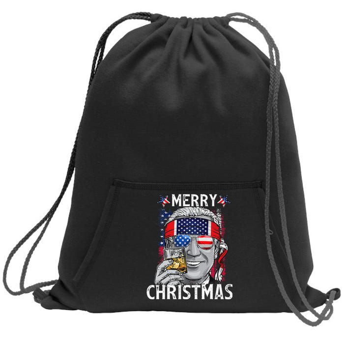 Funny Merry Christmas Joe Biden 4th Of July US American Flag Sweatshirt Cinch Pack Bag