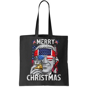 Funny Merry Christmas Joe Biden 4th Of July US American Flag Tote Bag