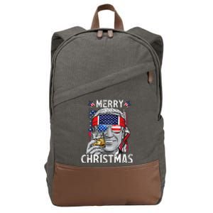 Funny Merry Christmas Joe Biden 4th Of July US American Flag Cotton Canvas Backpack