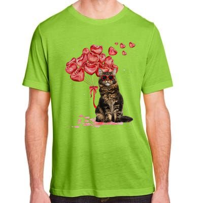 Funny Maine Coon Heart Valentines Day Cat Dad Mom Gift Adult ChromaSoft Performance T-Shirt