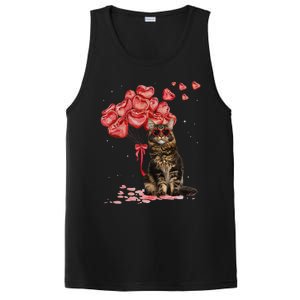 Funny Maine Coon Heart Valentines Day Cat Dad Mom Gift PosiCharge Competitor Tank