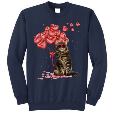 Funny Maine Coon Heart Valentines Day Cat Dad Mom Gift Sweatshirt