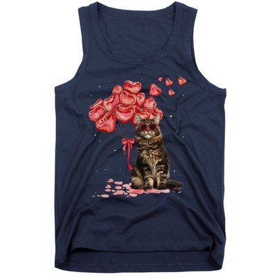 Funny Maine Coon Heart Valentines Day Cat Dad Mom Gift Tank Top