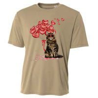 Funny Maine Coon Heart Valentines Day Cat Dad Mom Gift Cooling Performance Crew T-Shirt