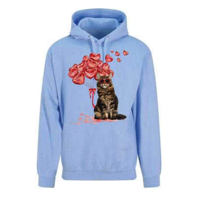 Funny Maine Coon Heart Valentines Day Cat Dad Mom Gift Unisex Surf Hoodie