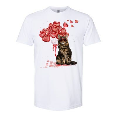 Funny Maine Coon Heart Valentines Day Cat Dad Mom Gift Softstyle CVC T-Shirt