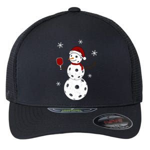 Funny Merry Christmas Snow Playing Pickleball Great Gift Flexfit Unipanel Trucker Cap