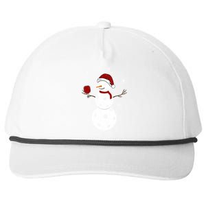 Funny Merry Christmas Snow Playing Pickleball Great Gift Snapback Five-Panel Rope Hat