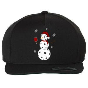 Funny Merry Christmas Snow Playing Pickleball Great Gift Wool Snapback Cap