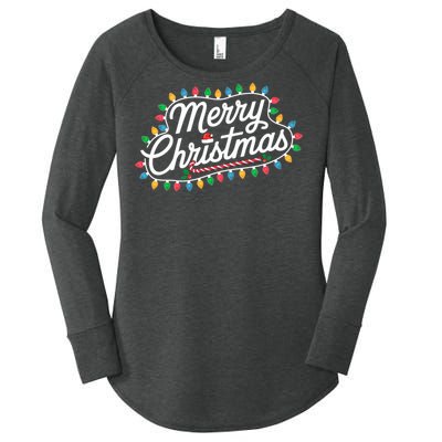 Funny Merry Christmas Lights Xmas Family Women's Perfect Tri Tunic Long Sleeve Shirt