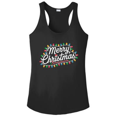 Funny Merry Christmas Lights Xmas Family Ladies PosiCharge Competitor Racerback Tank