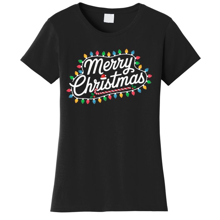 Funny Merry Christmas Lights Xmas Family Women's T-Shirt