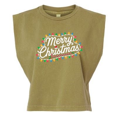 Funny Merry Christmas Lights Xmas Family Garment-Dyed Women's Muscle Tee