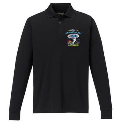 Future Meteorologist Costume Weathermen Tornado Performance Long Sleeve Polo