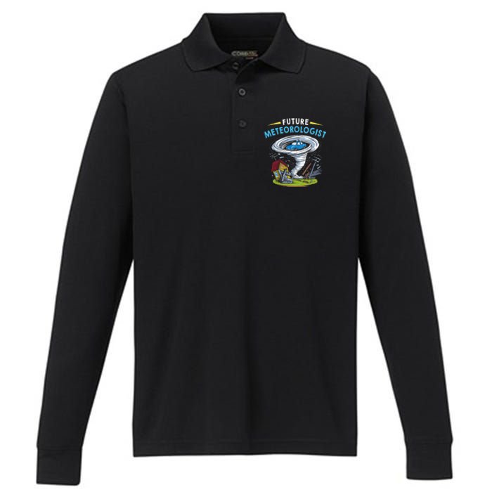 Future Meteorologist Costume Weathermen Tornado Performance Long Sleeve Polo