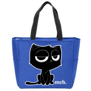 Funny Meh Cat Gift Cute Kitty Cat Hooded Gift Zip Tote Bag