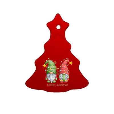 Funny Merry Christmas Gnomes Holiday Long Sleeve Ceramic Tree Ornament