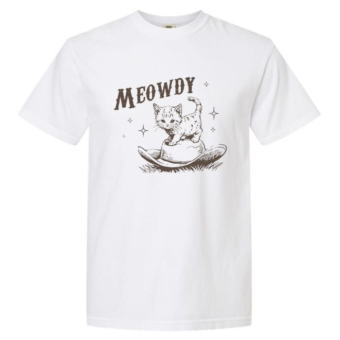 Funny Meowdy Cute Kitten Cat Country Western Vintage Garment-Dyed Heavyweight T-Shirt