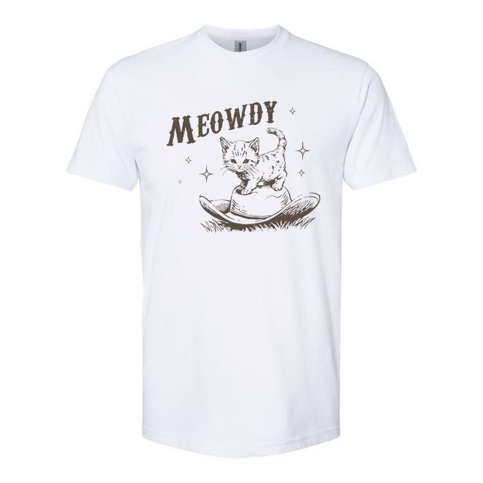 Funny Meowdy Cute Kitten Cat Country Western Vintage Softstyle CVC T-Shirt