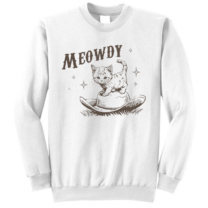 Funny Meowdy Cute Kitten Cat Country Western Vintage Sweatshirt