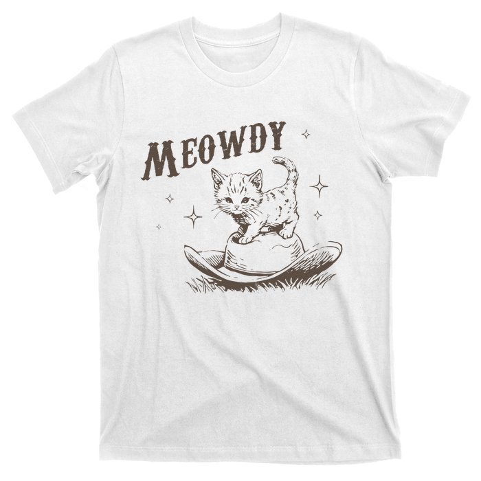 Funny Meowdy Cute Kitten Cat Country Western Vintage T-Shirt