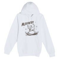 Funny Meowdy Cute Kitten Cat Country Western Vintage Premium Pullover Hoodie