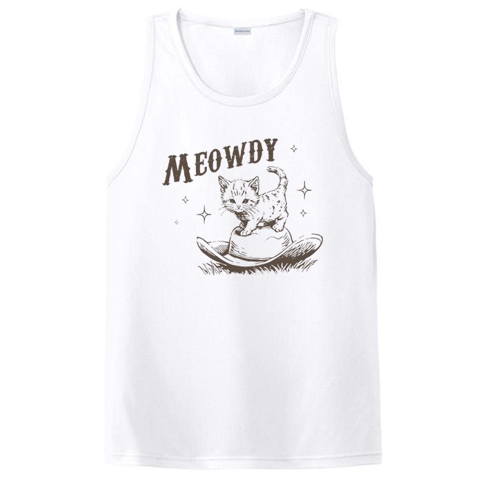 Funny Meowdy Cute Kitten Cat Country Western Vintage PosiCharge Competitor Tank