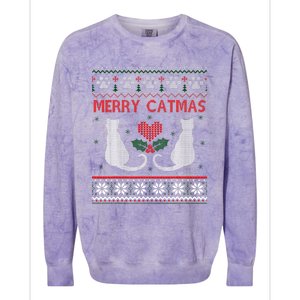 Funny Merry Catmas Ugly Christmas Sweater Colorblast Crewneck Sweatshirt