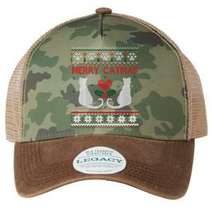 Funny Merry Catmas Ugly Christmas Sweater Legacy Tie Dye Trucker Hat