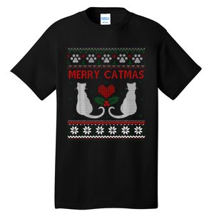 Funny Merry Catmas Ugly Christmas Sweater Tall T-Shirt