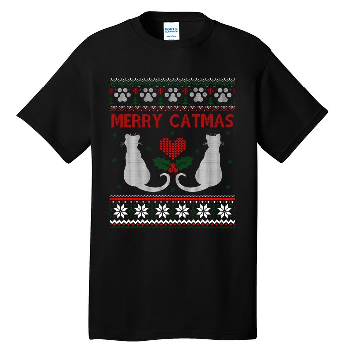 Funny Merry Catmas Ugly Christmas Sweater Tall T-Shirt