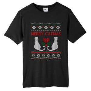 Funny Merry Catmas Ugly Christmas Sweater Tall Fusion ChromaSoft Performance T-Shirt