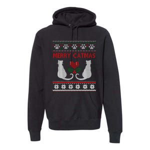 Funny Merry Catmas Ugly Christmas Sweater Premium Hoodie