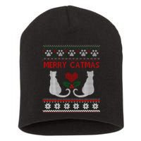 Funny Merry Catmas Ugly Christmas Sweater Short Acrylic Beanie