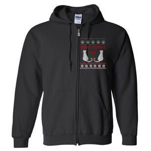 Funny Merry Catmas Ugly Christmas Sweater Full Zip Hoodie