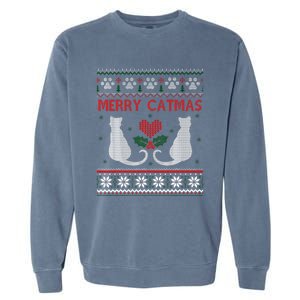 Funny Merry Catmas Ugly Christmas Sweater Garment-Dyed Sweatshirt