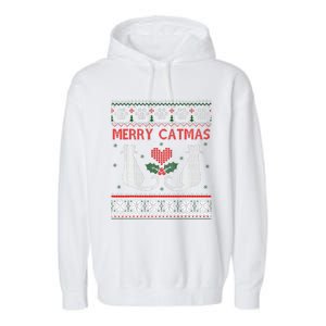 Funny Merry Catmas Ugly Christmas Sweater Garment-Dyed Fleece Hoodie