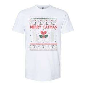 Funny Merry Catmas Ugly Christmas Sweater Softstyle CVC T-Shirt