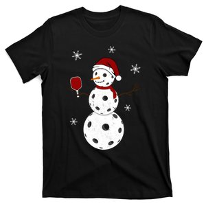 Funny Merry Christmas Snowman Playing Pickleball Long Sleeve T-Shirt